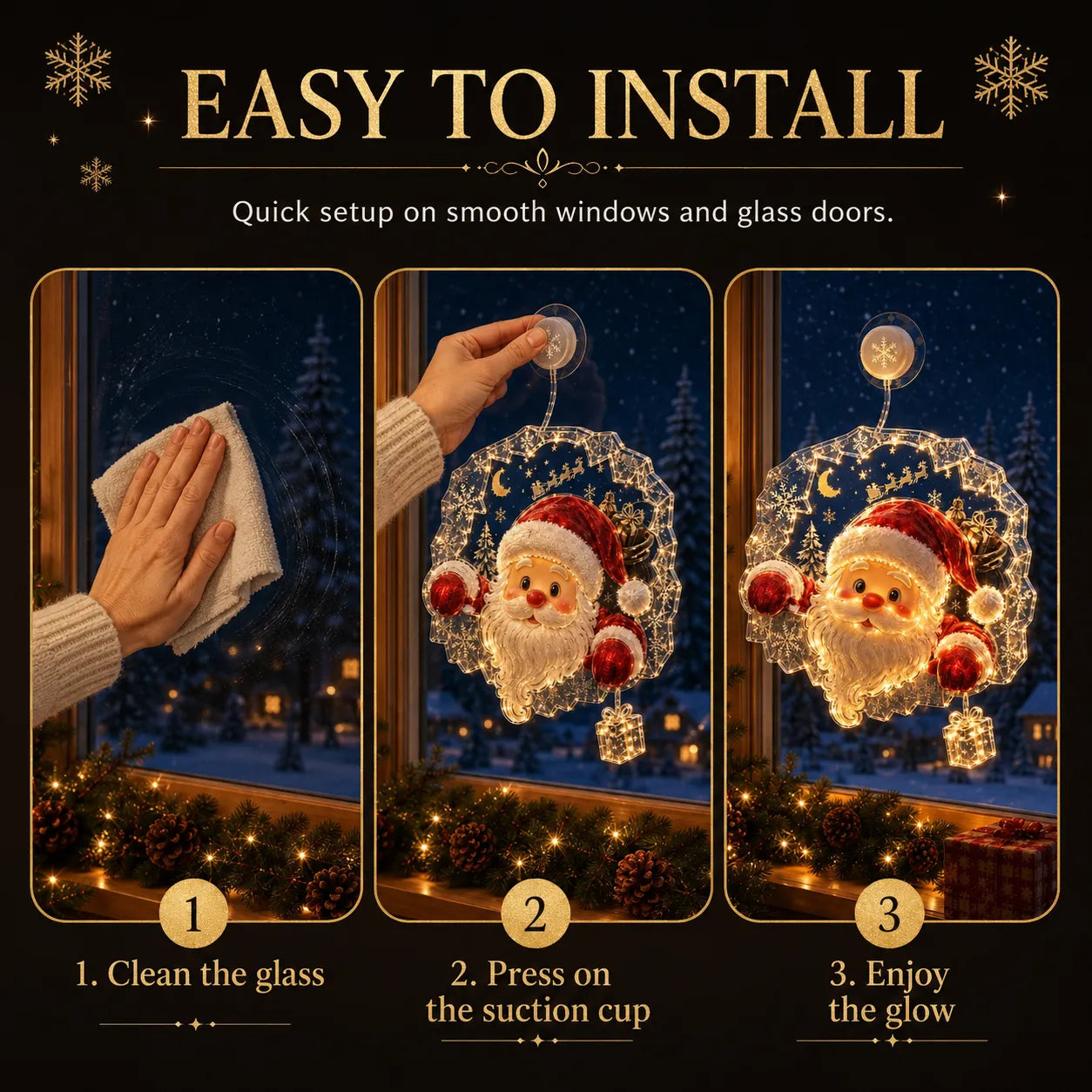 ⏳ Last Day 49% OFF – 🎄Lighted Christmas Window Decoration with Suction Cup | Warm LED Window Light with Double-Layer Design & Multiple Festive Styles ✨