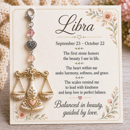 🌙12 Zodiac Birthstone Charm Keepsake Card Collection