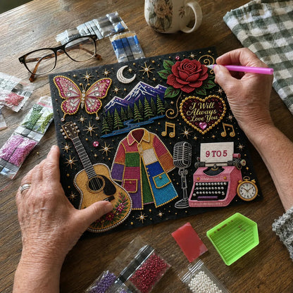 🔥 LAST DAY 50% OFF – 🎤 💕 Premium 3D Pearl Country Music Tribute Art Kit | Luxury Flocked Canvas with Scratch-Resistant Non-Fading Acrylic Resin Pearls & Faceted Drills DIY Keepsake Decor 💎✨