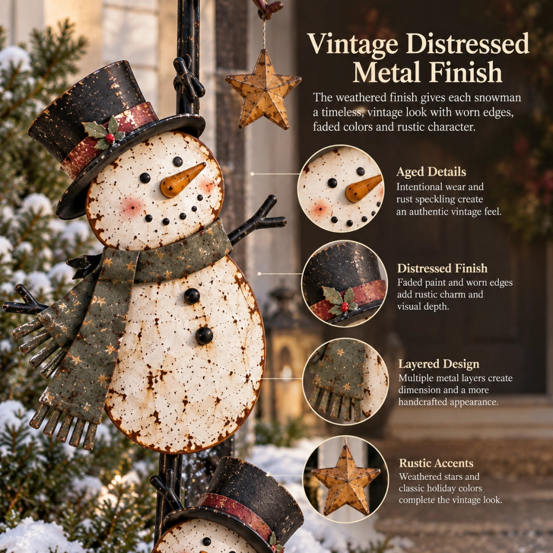 Vintage Climbing Snowman Garden Stake