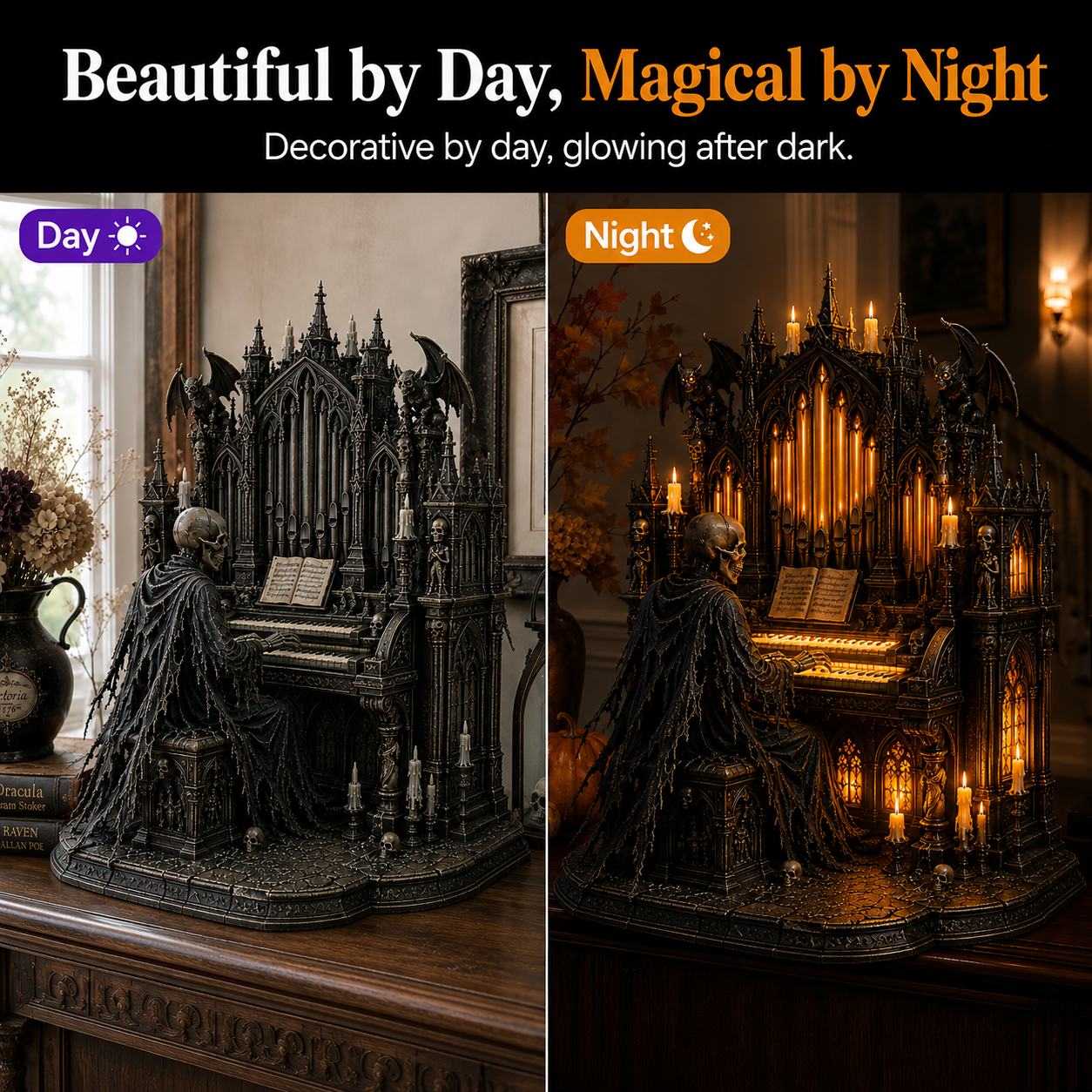 🕯️💀 Gothic Skeleton Cathedral Organ Light 🖤🎹