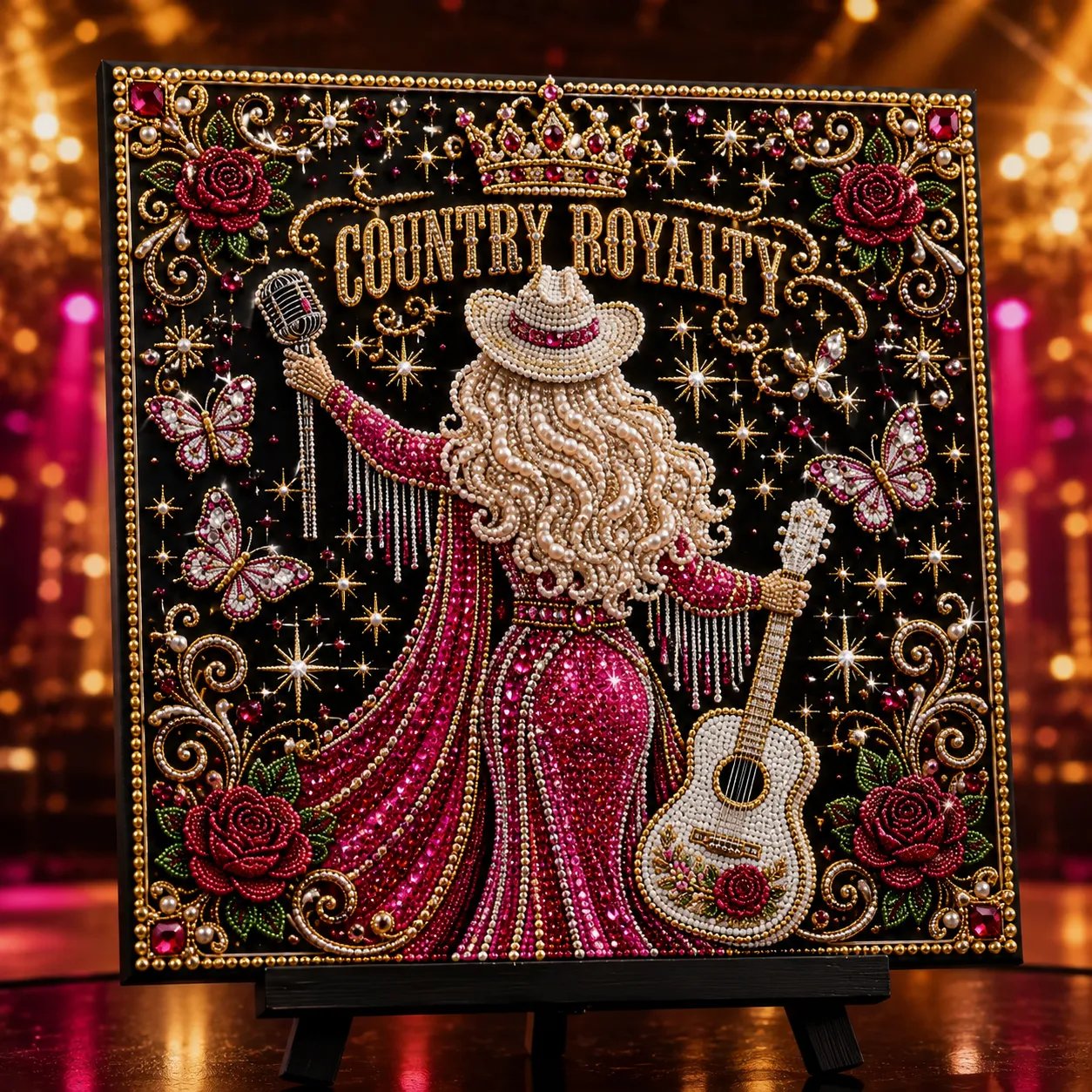 🔥 LAST DAY 50% OFF – 🎤 💕 Premium 3D Pearl Country Music Tribute Art Kit | Luxury Flocked Canvas with Scratch-Resistant Non-Fading Acrylic Resin Pearls & Faceted Drills DIY Keepsake Decor 💎✨