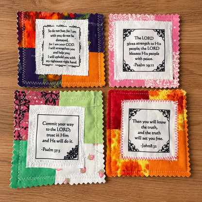 ✝️ Pocket Prayers™ 48 Scripture Fabric Squares for Faith Filled DIY Gifts