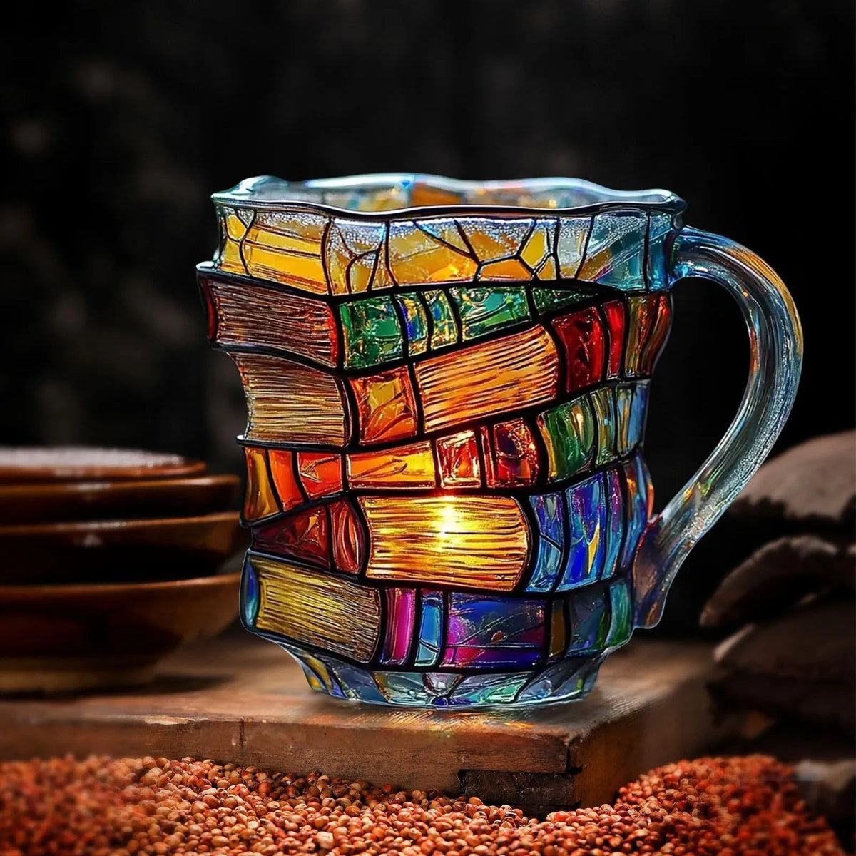 ⏰Limited Stock 50% OFF -📚 Hand-Painted 3D Book Stack Glass Mug
