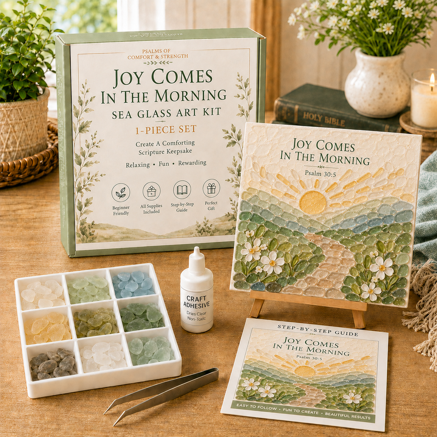 Joy Comes In The Morning sea glass-style art kit