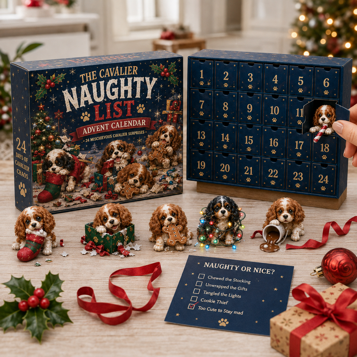⏰Limited Stock 50% OFF -🐶 24 Days of Cavalier Christmas Advent Calendar 2026 – 24 Collectible Cavalier Surprises（Acrylic）