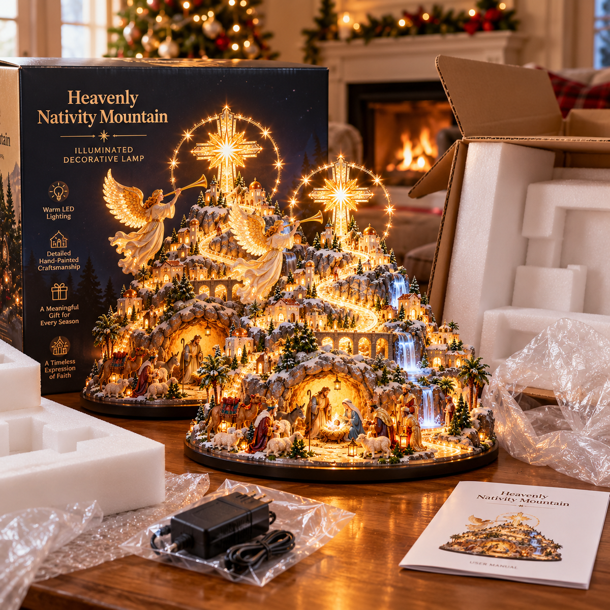 Bethlehem Mountain Nativity packaging and accessories shown