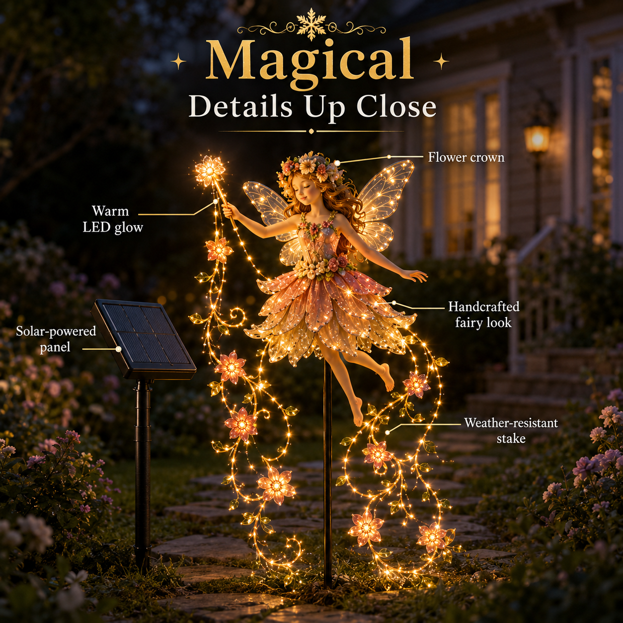✨ Enchanted Flower Fairy Solar Garden Light – Magical Glowing Outdoor Christmas Yard Decor 🧚🌸