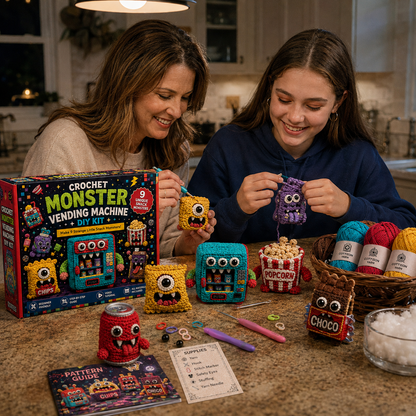 🧶 Midnight Oddities — 9-Piece Creepy Cute Crochet DIY Kit