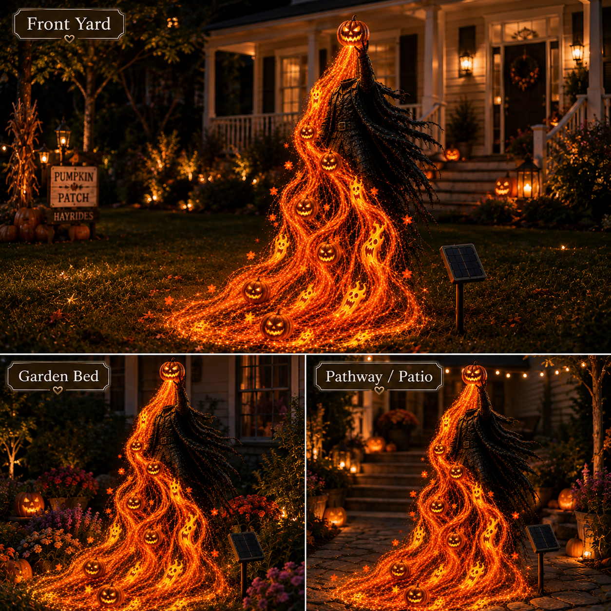 Headless Horseman Pumpkin Curse 🎃 Flowing Solar Halloween Yard Light