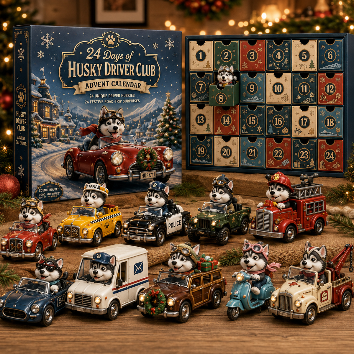 🐺🚗 24 Days of Husky Driver Club Advent Calendar – 24 Unique Husky Drivers, 24 Festive Rides 🎄🎁