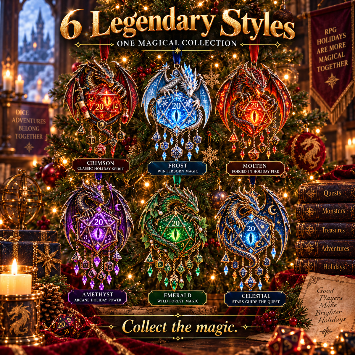 🐉🎲 Dragon Critical Twenty Ornament™ – Lighted D20 Fantasy Christmas Decor