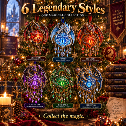 🐉🎲 Dragon Critical Twenty Ornament™ – Lighted D20 Fantasy Christmas Decor