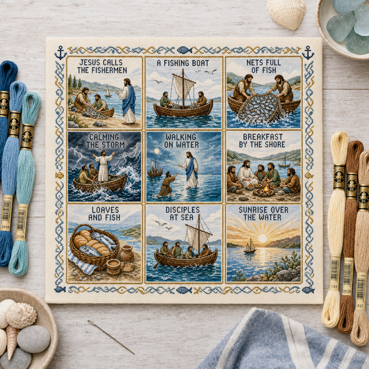 ✝️ Jesus Story Cross Stitch Kit – Biblical Moments DIY Embroidery Collection 🧵✨