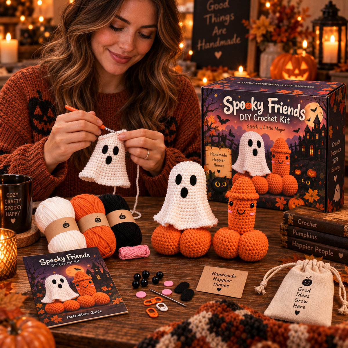 🎃🧶 Spooky Friends DIY Crochet Kit™