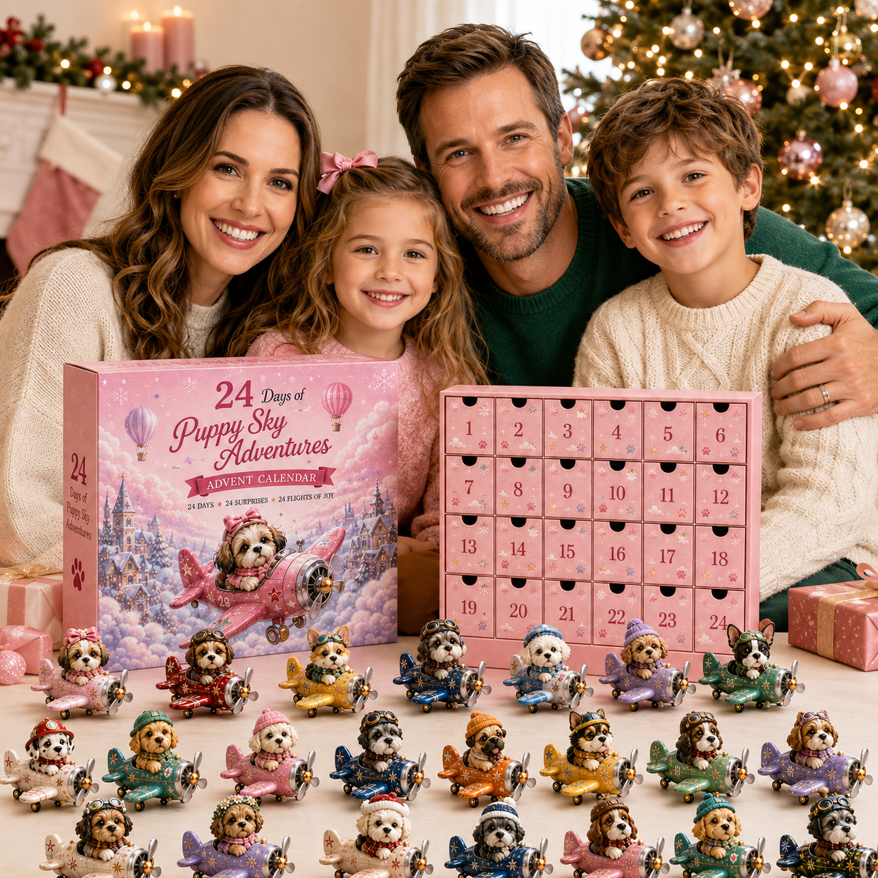 Family with Puppy Sky Adventures advent calendar