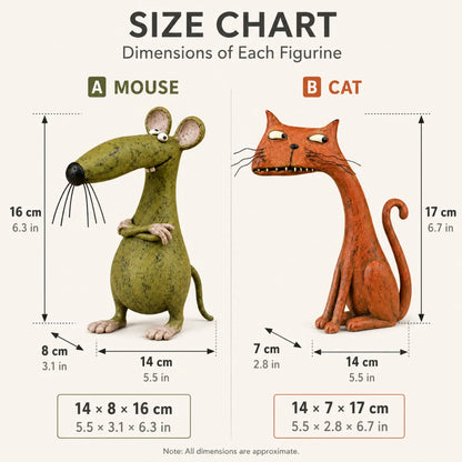 The Odd Couple™ Vintage Cat & Mouse Figurines – Quirky Rustic Home Decor