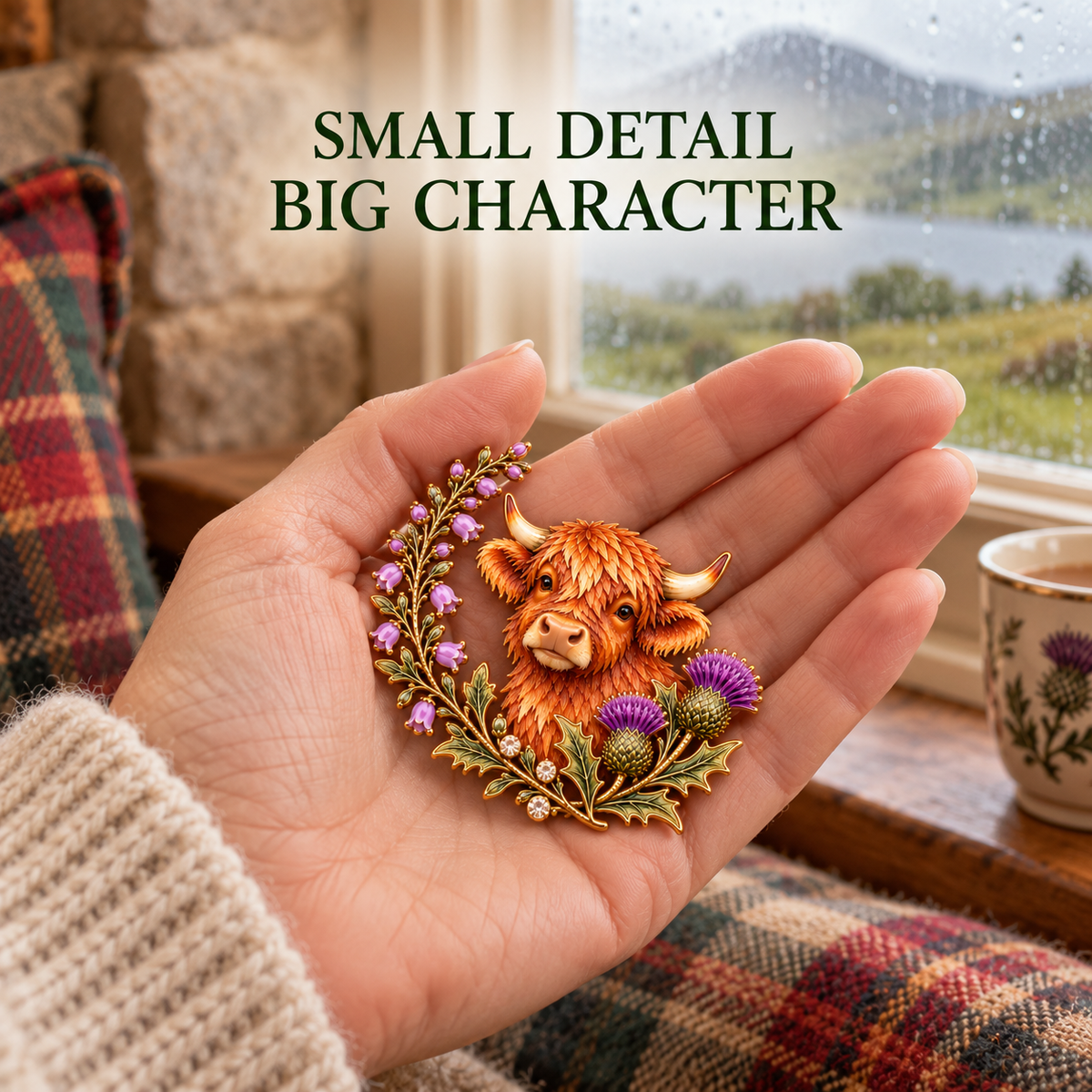 Highland Cow & Thistle 🏴󠁧󠁢󠁳󠁣󠁴󠁿 Scottish Heritage Enamel Brooch