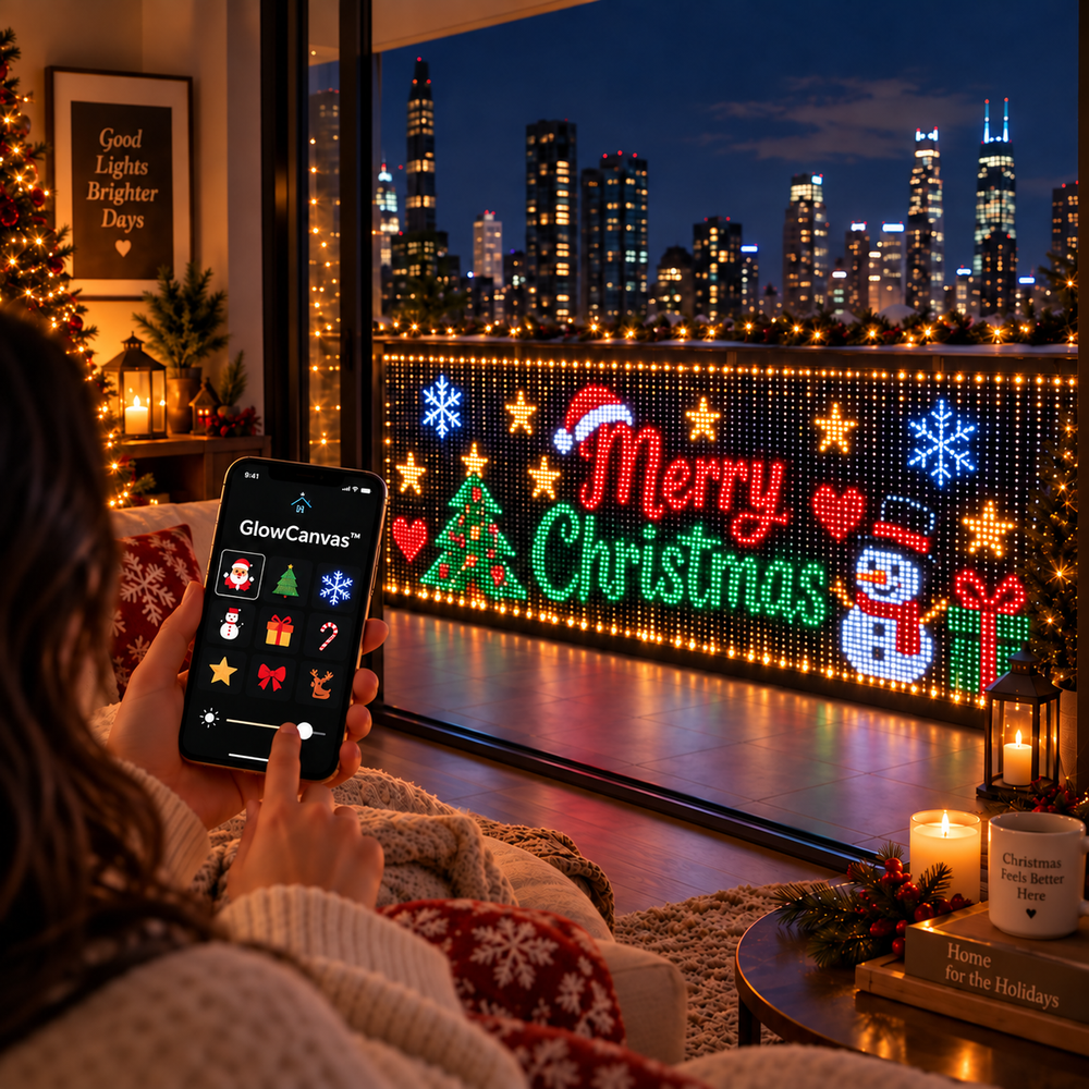Custom Christmas message LED curtain scene