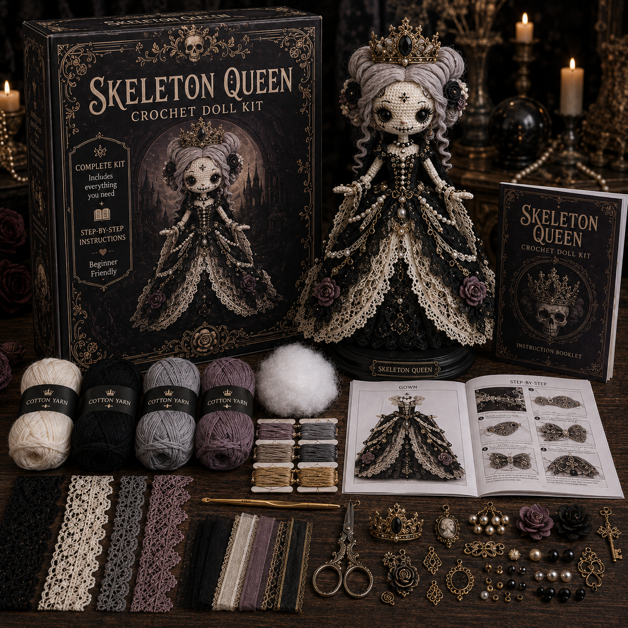 👑Midnight Macabre Crochet DIY Collection 🕯️- BUY 3 GET 1 FREE（4 PCS）