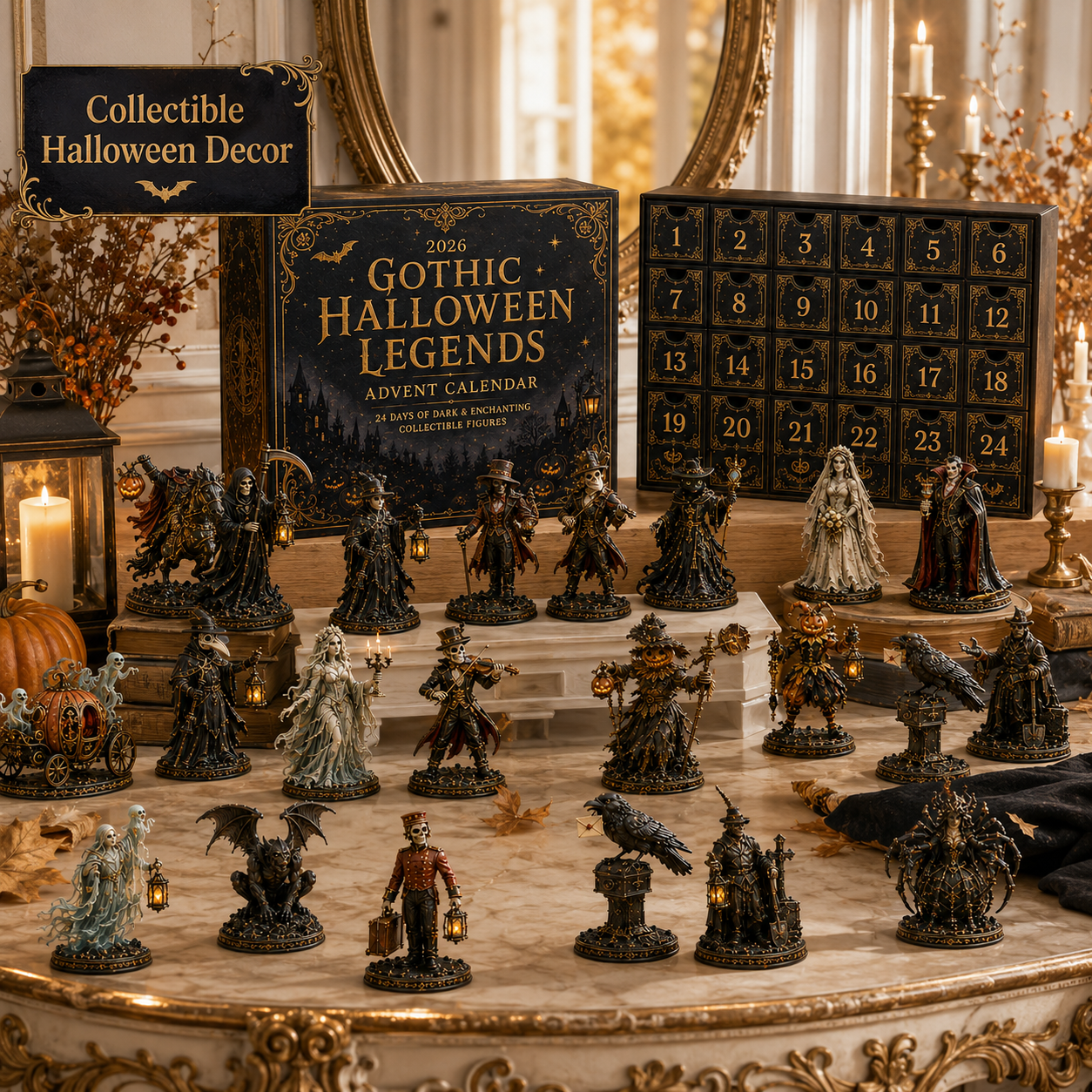 Gothic collectible Halloween decor display