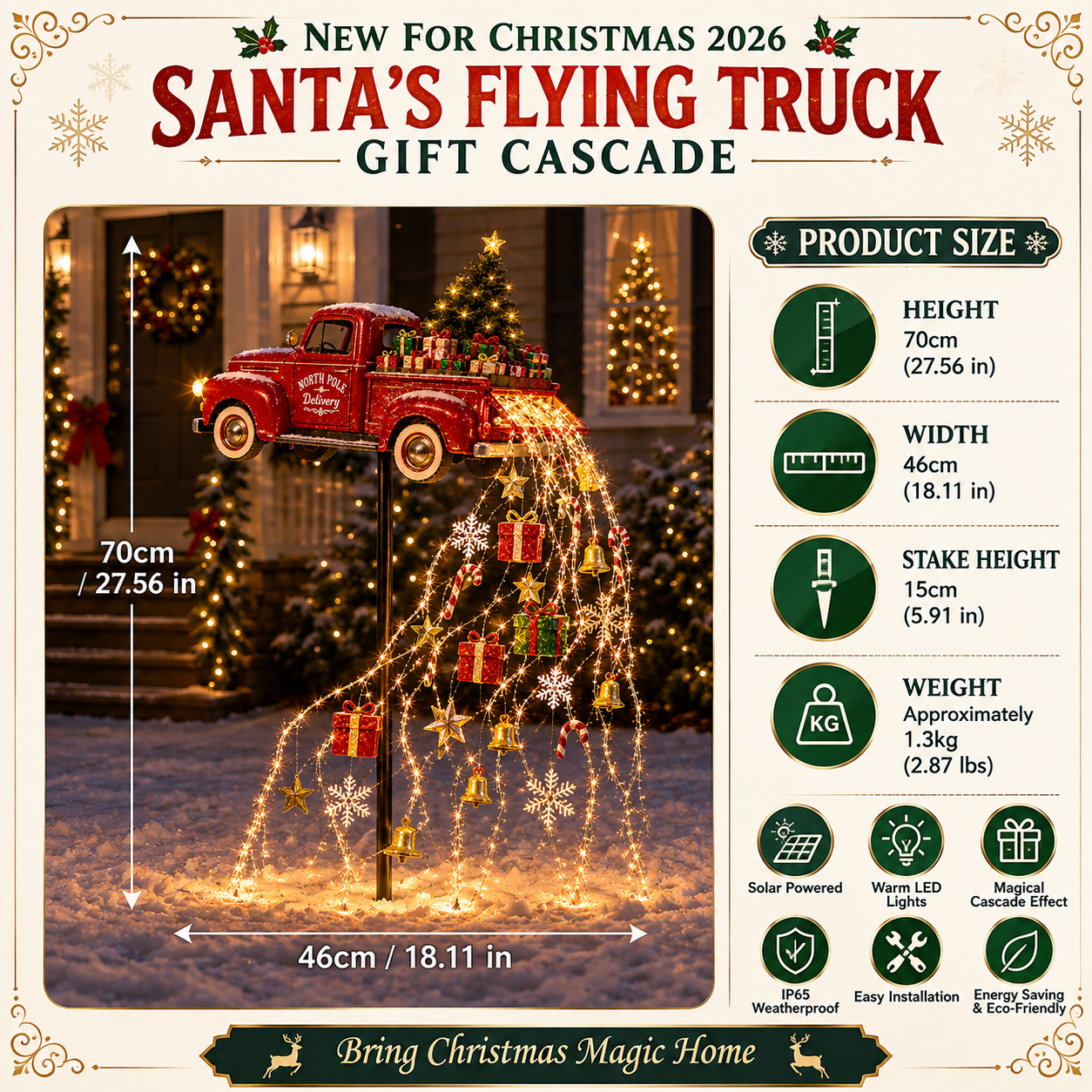 🎄🚚 Pole Christmas Delivery Truck Cascade Light 🎁✨