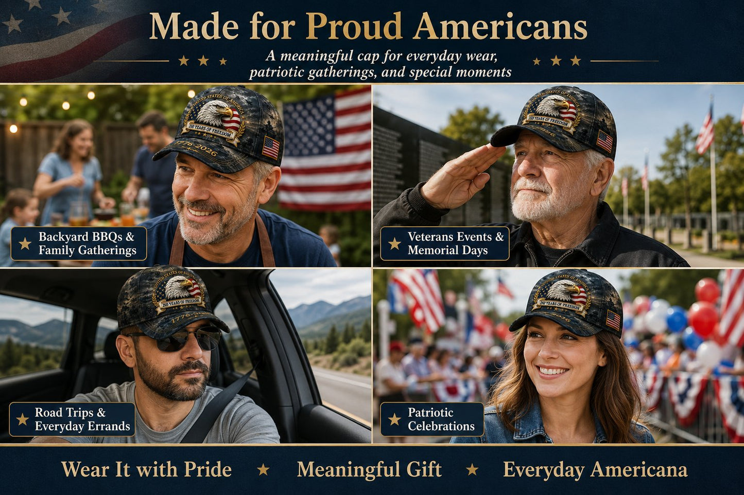 ✨2026 Architecturm®250 Years of Freedom Eagle Cap | Embroidered Patriotic Vintage Baseball Hat – 1776–2026 American Tribute Edition