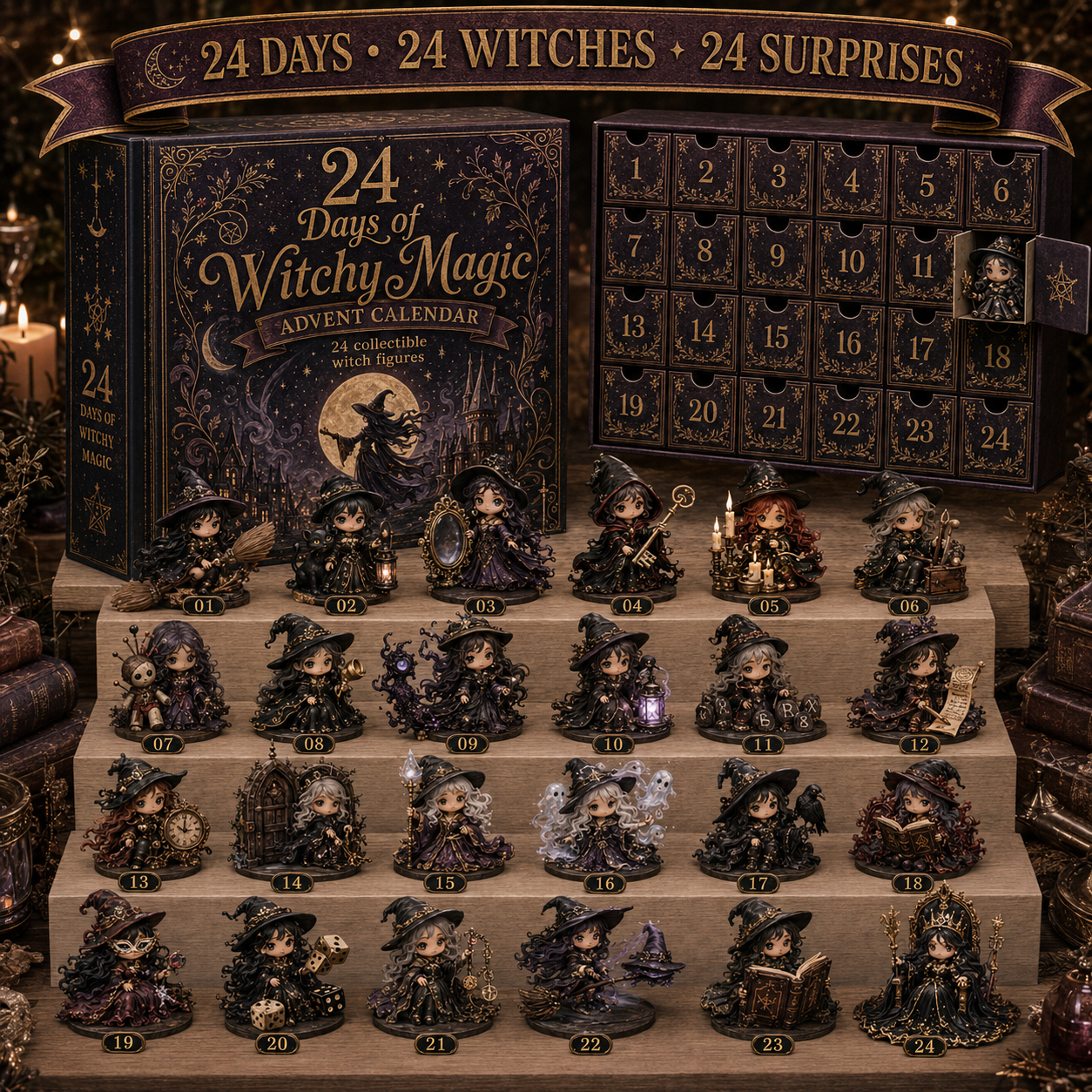 2026 The Five Covens Witch Advent Calendar – 24 Collectible Witches, 5 Magical Coven Styles
