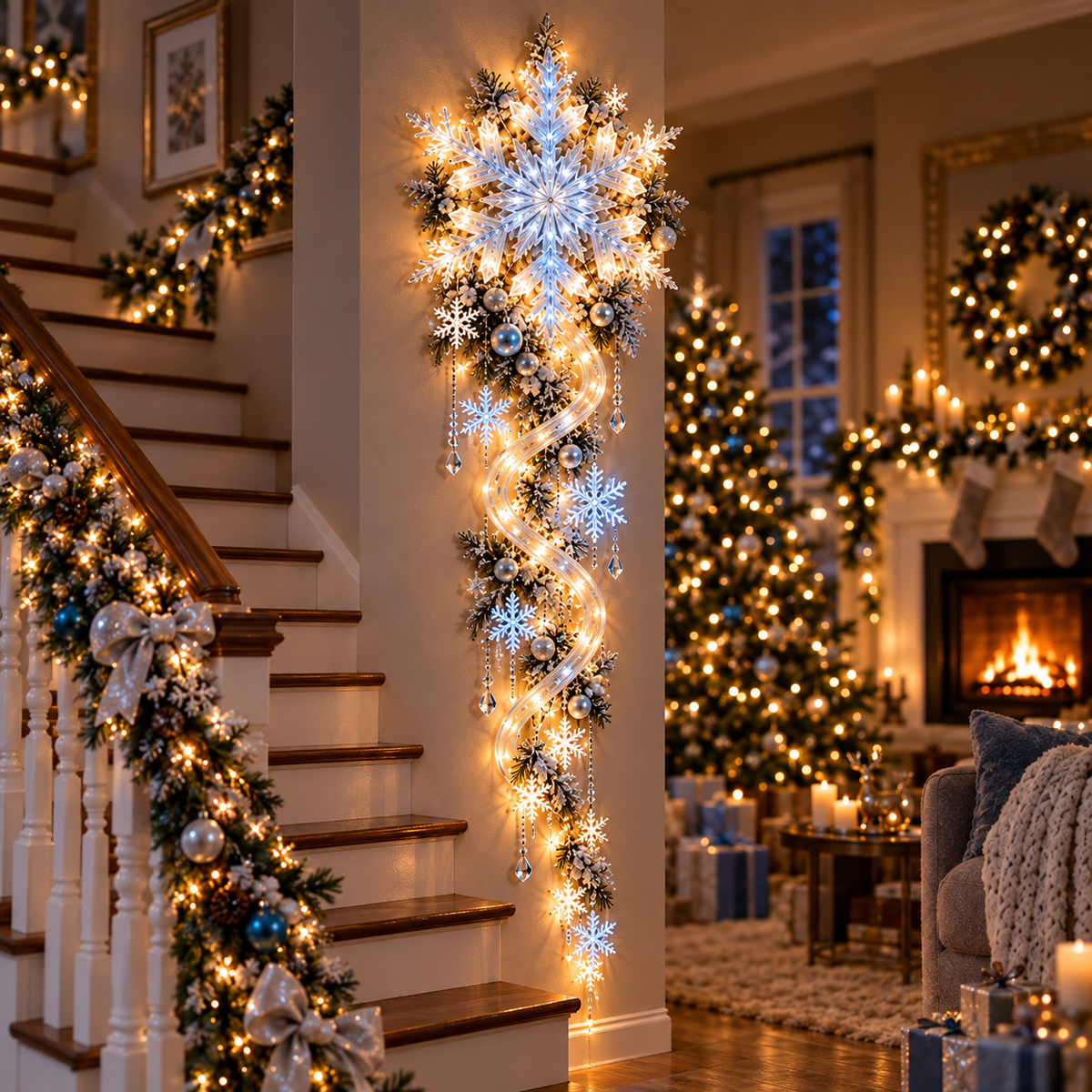 ❄️ Giant Snowflake Blizzard Trail™ Lighted Christmas Wall Decor