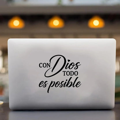 ✨ 50% OFF Con Dios Todo Es Posible Faith Vinyl Decal – Inspirational Spanish Sticker