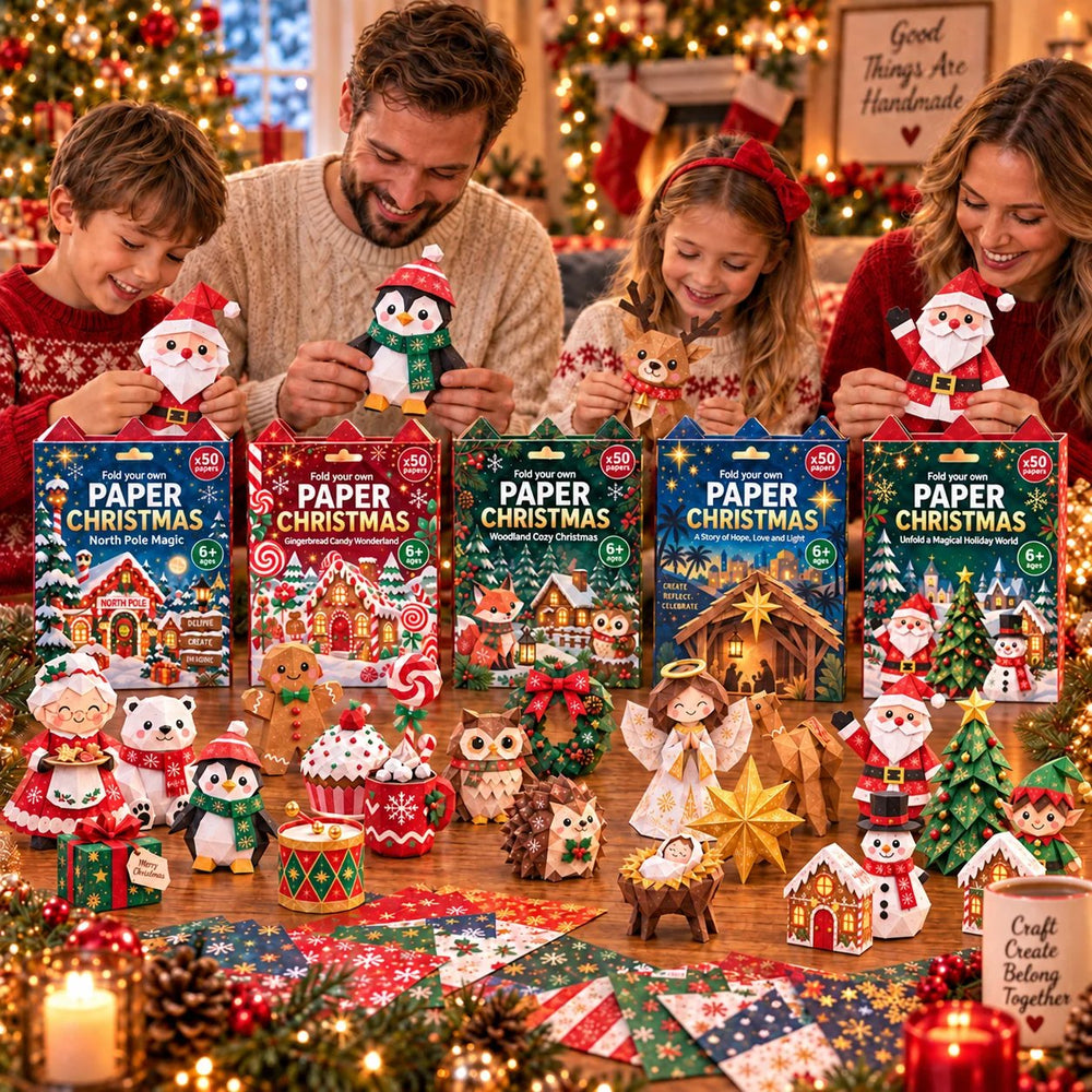 Cozy display of finished 3D paper Christmas crafts