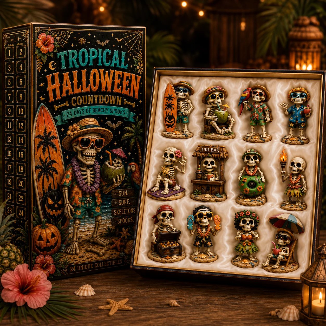 ✨24-Day Christmas Countdown Advent Calendar –Beach Vacation Skeleton Ornament