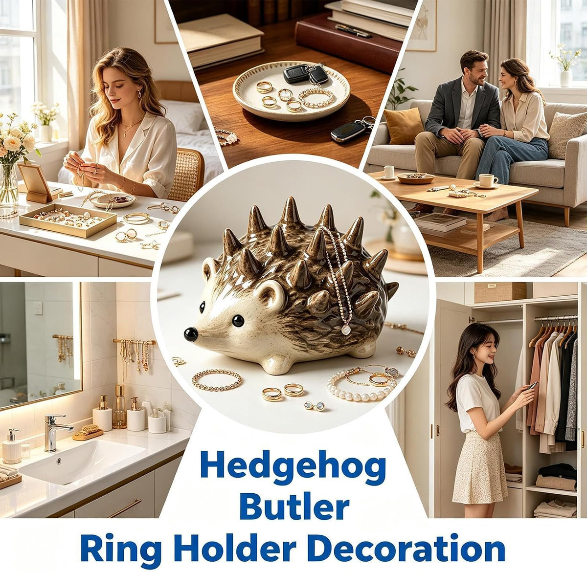 🎁 Save 55% Today! ✨ Cute Resin Hedgehog Ring & Trinket Holder