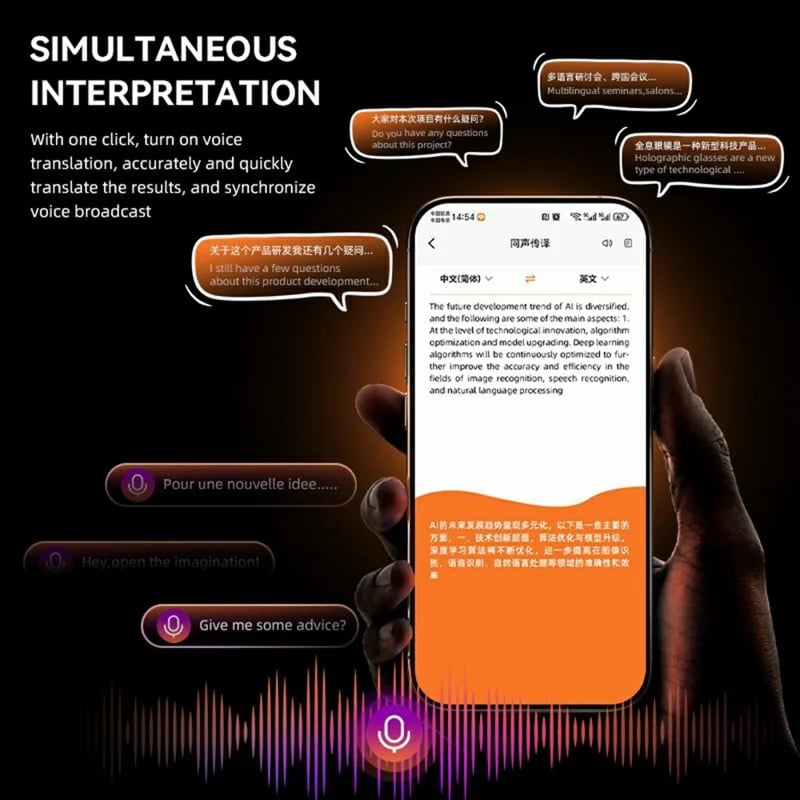 🌍 AI Real-Time Translator & Language Tutor: Smart Wearable Device for Spanish & English Practice – Supports 165+ Languages with Instant Feedback