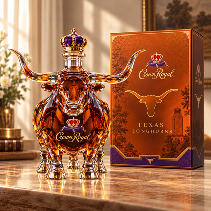 👑Crown Royal Texas Longhorns Whiskey Bottle