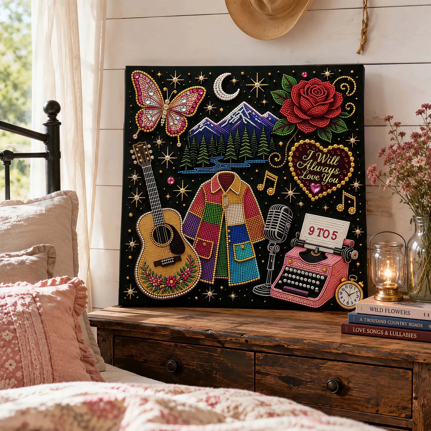 🔥 LAST DAY 50% OFF – 🎤 💕 Premium 3D Pearl Country Music Tribute Art Kit | Luxury Flocked Canvas with Scratch-Resistant Non-Fading Acrylic Resin Pearls & Faceted Drills DIY Keepsake Decor 💎✨