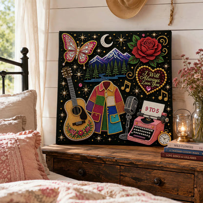 🔥 LAST DAY 50% OFF – 🎤 💕 Premium 3D Pearl Country Music Tribute Art Kit | Luxury Flocked Canvas with Scratch-Resistant Non-Fading Acrylic Resin Pearls & Faceted Drills DIY Keepsake Decor 💎✨