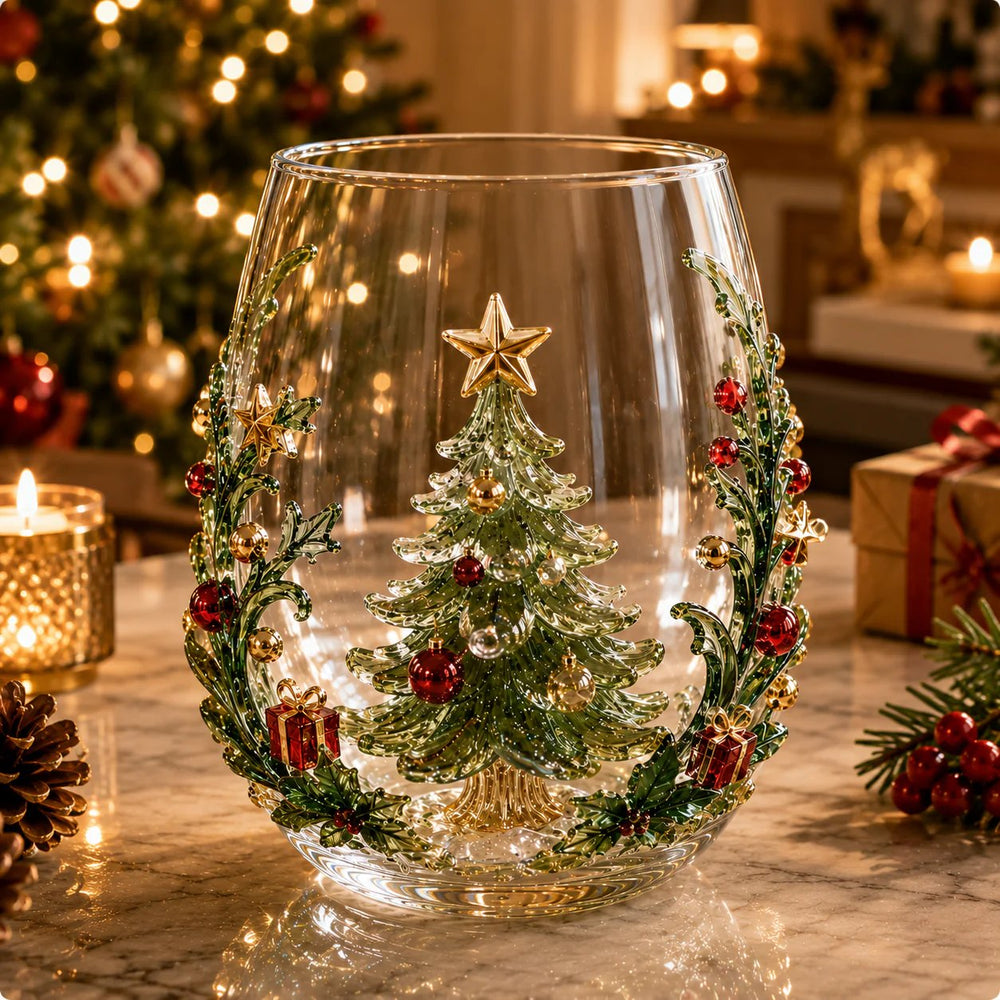 Christmas tree dimensional glass