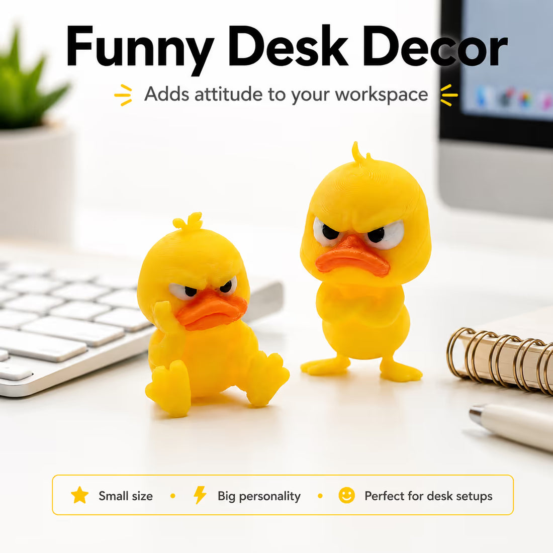 Funny Angry Ducks decorating a workspace