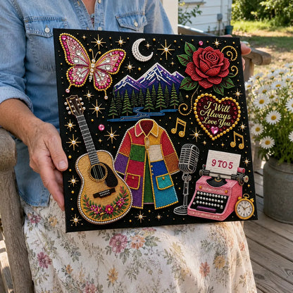 🔥 LAST DAY 50% OFF – 🎤 💕 Premium 3D Pearl Country Music Tribute Art Kit | Luxury Flocked Canvas with Scratch-Resistant Non-Fading Acrylic Resin Pearls & Faceted Drills DIY Keepsake Decor 💎✨