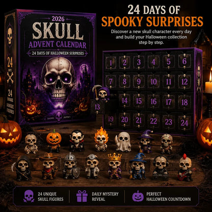 ⏳ Last Day 49% OFF – 💀 2026 Skull Halloween Advent Calendar | 24 Unique Collectible Skull Characters with Vampire, Pirate, Wizard & Monster Designs 🎃
