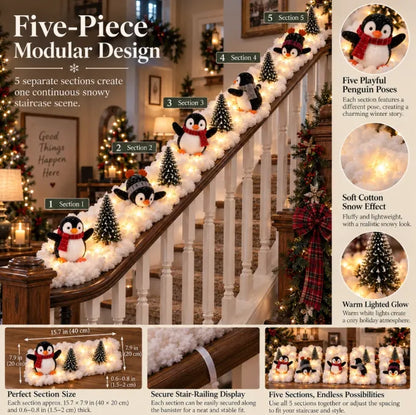 🔥Buy 2 Get 20% OFF🔥Playful Penguin Snowy Stair Railing Decor