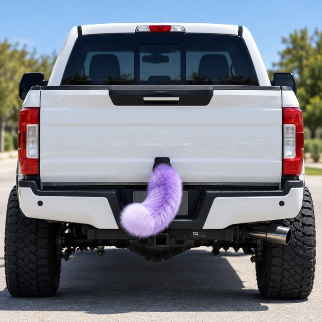 Pastel purple tail on a white pickup