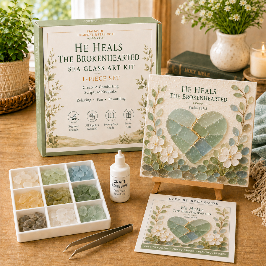 He Heals The Brokenhearted sea glass-style art kit