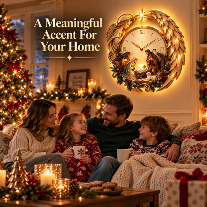 ✨ Bethlehem Story Glow Clock™ | Lighted Angel Nativity Christmas Wall Décor