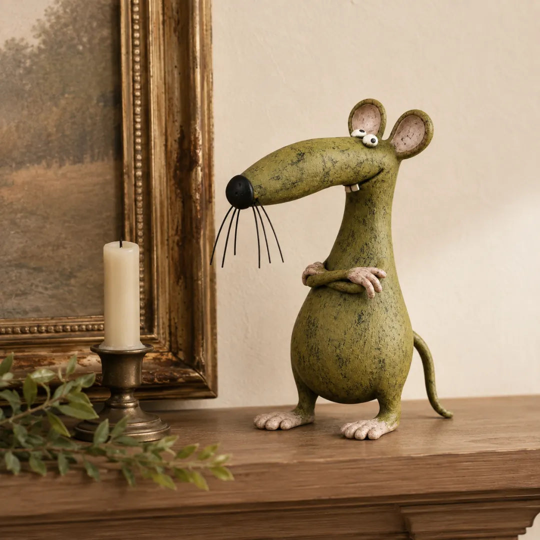 The Odd Couple™ Vintage Cat & Mouse Figurines – Quirky Rustic Home Decor