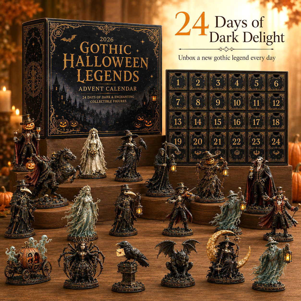🎃 2026 Gothic Halloween Legends Advent Calendar – 24 Dark Collectible Figures