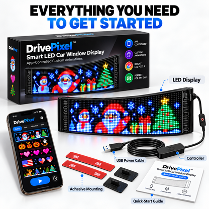 🎄 DrivePixel™ Smart LED Car Window Display | App-Controlled Animated Pixel Screen