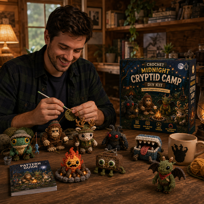 🧶 Midnight Oddities — 9-Piece Creepy Cute Crochet DIY Kit