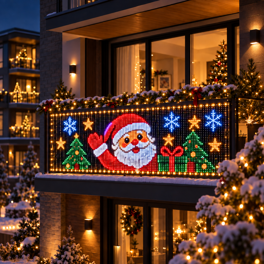 Santa Christmas LED curtain scene